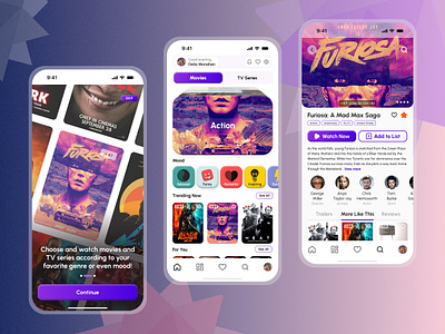 Online Cinema App Concept app app design application cinema app design film graphic design mobile app ui mobile movie movie app online cinema ui whatch movie