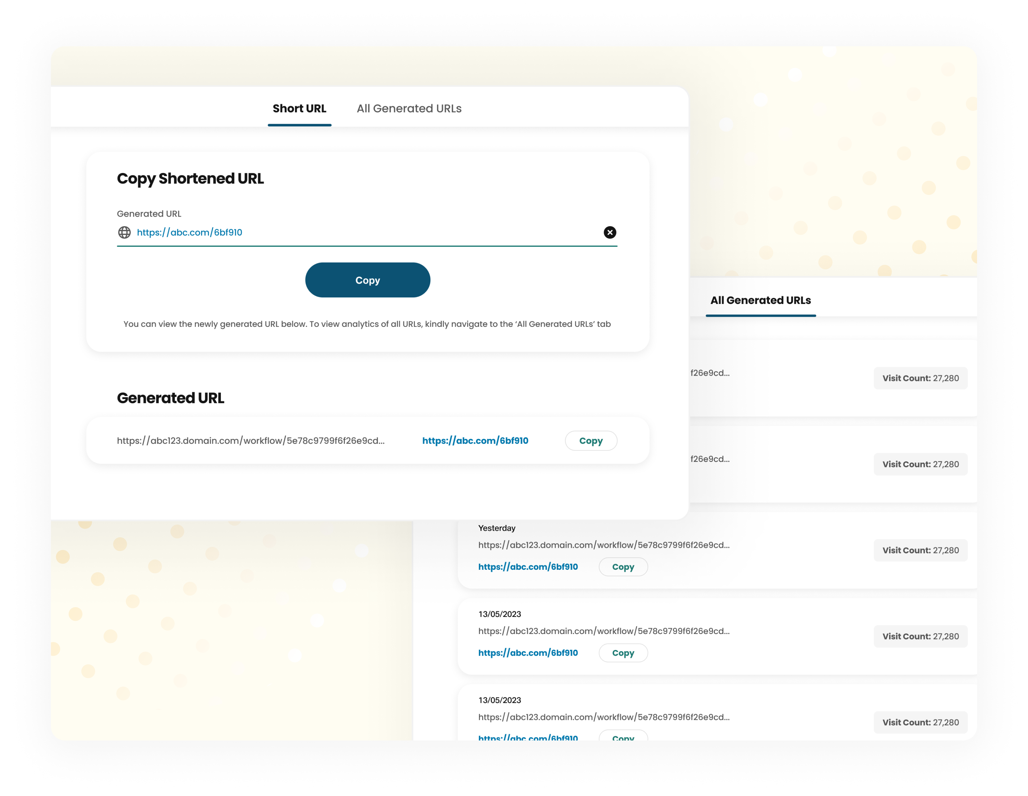 URL Shortener Web-App admin ai clean dashboard desktop generate healthcare landing link manage marketing minimalistic procurement saas salesx shorten tracking uiux url website