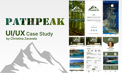 PATHPEAK app design graphic design hike logo ui user friendly ux