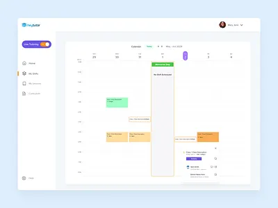 Heytutor - My shifts branding dashboard graphic design ui ux