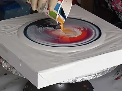 Mesmerizing Acrylic Pour: Fire Meets Ice With Stunning Cloud Eff acrylic acrylic paint art branding design illustration paintings pouring tutorial ui