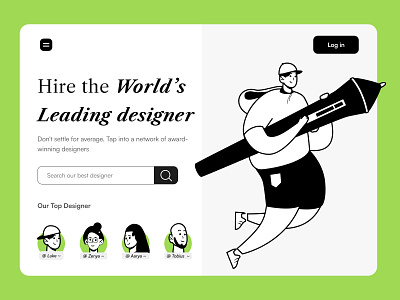 Notion style illustration and hero header black and white content writer creative guy graphic design graphic designer header design illustration men with pen neelpari notion notion style notion style illustration saloni ui vector web design