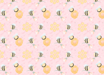 Humming Patterbees: A honey-sweet collections Pattern design bees for children modern pattern design pink color surface pattern