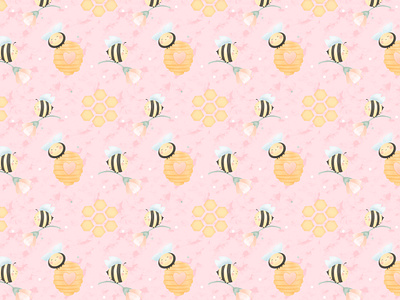 Humming Patterbees: A honey-sweet collections Pattern design bees for children modern pattern design pink color surface pattern