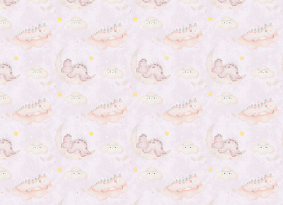 Dino Dreams: A night in prehistoric land - pattern design baby dinosaur for boy for girl modern pattern design summer pattern surface pattern