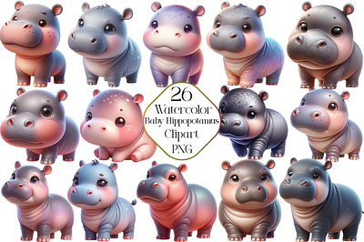 Cute Baby Hippopotamus Clipart animal clipart