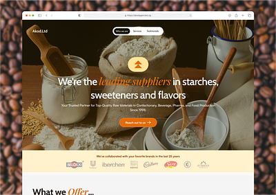 Akod Landing Page beverages clean design figma food landing page manufacturing ui