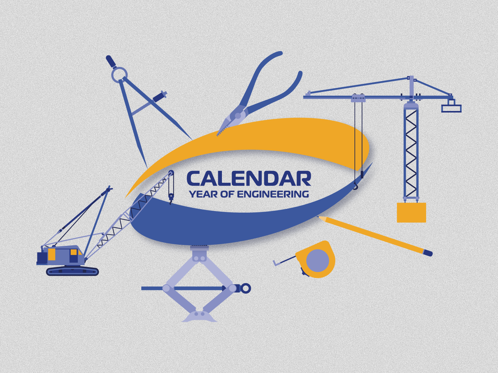 Calendar. Year of Engineering architecture bank branding building calendar construction corporate gifts crane design draft engineering flat geometric graphic design illustration logo process renovation science vector