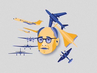 Andrei Tupolev and his inventions aircraft airplane aviation colour education engineer engineering flight geometric graphic design helicopter illustration inventor man plane portrait research scientist tupolev vector