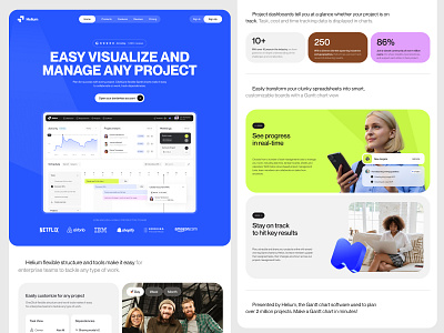 Helium - Project Management System - UI Landing Exploration branding clean crm dashbord design landing management responsive ui ui design user interface ux web web design