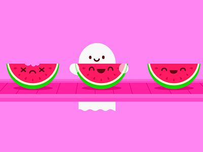 Ghost ''The Watermelon Killer'' 2d affinity designer animation character conveyor design eating flat ghost gif halloween happy illustration killer loop looped pinky summer vector watermelon