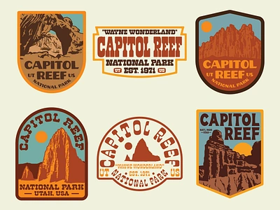 Capitol Reef badge capitol reef design illustration logo national park national park badges outdoors patch retro retro badge vintage wilderness