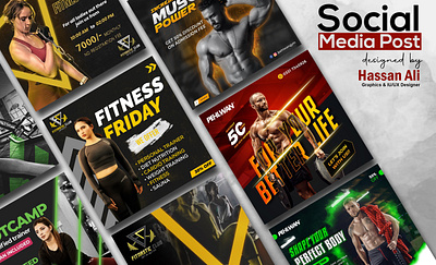 Social Media Designs for Fitness GYM advertising banner fitness flyers gum gym flyer gym post marketing social media social media banners social media post socialmedia workout yoga