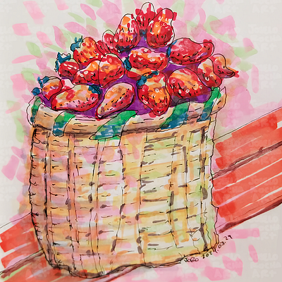 Strawberries Basket colorful strawberry design
