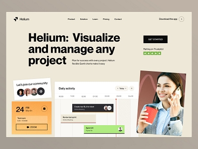 Helium - Marketing Landing Concept UI branding clean dashboard design landing management product product design ui ui design ux web web design