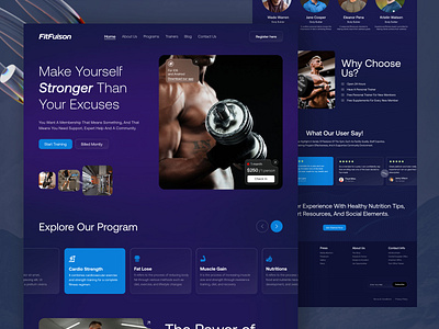 FitFusion: Elevate Your Fitness Journey Today!💪 activity tracker exercise exersise futuristic gradient healthylifestyle landing page minimal motivation orbix studio product product design saas stayfit tracker training ui web design workout workoutapp