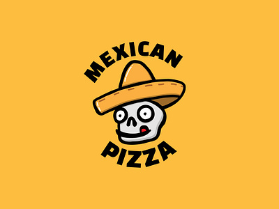 Mexican Pizza | Logo branding cabala cartoon character graphic design icon logo mexican mexico modern pizza skull symbol trand vector yellow