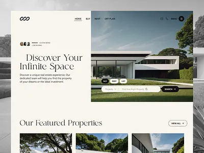 Infinity Estates: Real Estate brengraphics clean designinspiration elegance exploringstyles figma design hero homepage layout minimal ui minimalist property developer property search real estate real estate agency real estate ui real estate website ui uidesigner webdesign