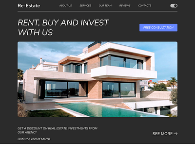 Dark mode. Landing Page for Real Estate Agency animation dark mode dark mode animation figma figma animation landing page light mode real estate responsive design switching to dark mode uiux web design