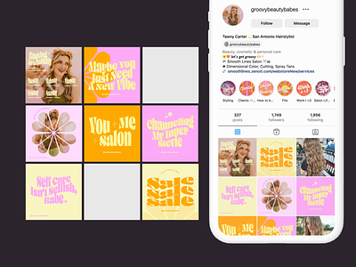 Groovy Beauty Babes Instagram Branding branding graphic design hair illustration instagram logo mobile social media texas ui