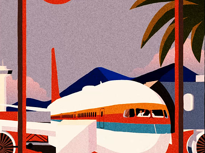 The Season in the Sun airport animation illustration jpop travel tropical vacation vintage