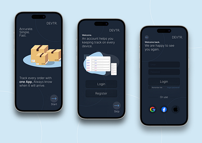 Mobile App - Login | Modern Delivery Tracker android app login create account delivery app design graphic design ios login mobile minimalistic mobile mobile app modern modern app modern login order package service shipping top mobile app track