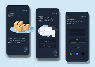 Mobile App - Login | Modern Delivery Tracker android app login create account delivery app design graphic design ios login mobile minimalistic mobile mobile app modern modern app modern login order package service shipping top mobile app track
