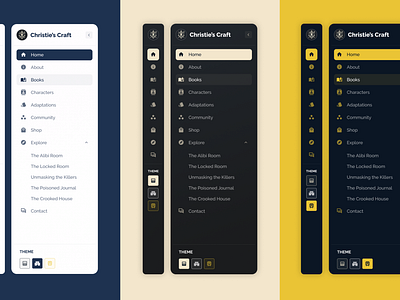 Christie's Craft: Sidebar Navigation branding design challenge interaction design nav menu navbar product design side menu themes ui ux ux design visual design web