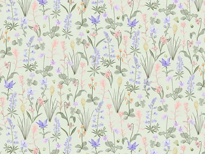 Olympic NP Alpine Meadow Pattern alpine flora artdirection artistictextile botanicalart creativedesign decorativearts designerwallpaper fabricdesign floraldesign illustrationartists meadowinspiration natureillustration pastelillustration patterndesign printandpattern springcollection surfacepattern textileart vintage botanical wildflowerpattern