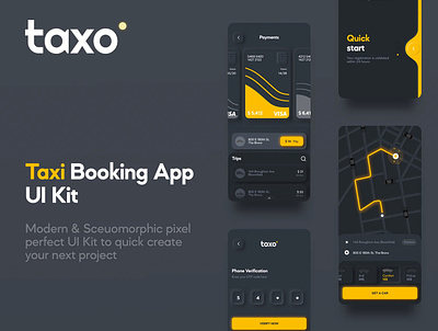 Taxo Mobile Booking App design graphic design logo ui ux vector