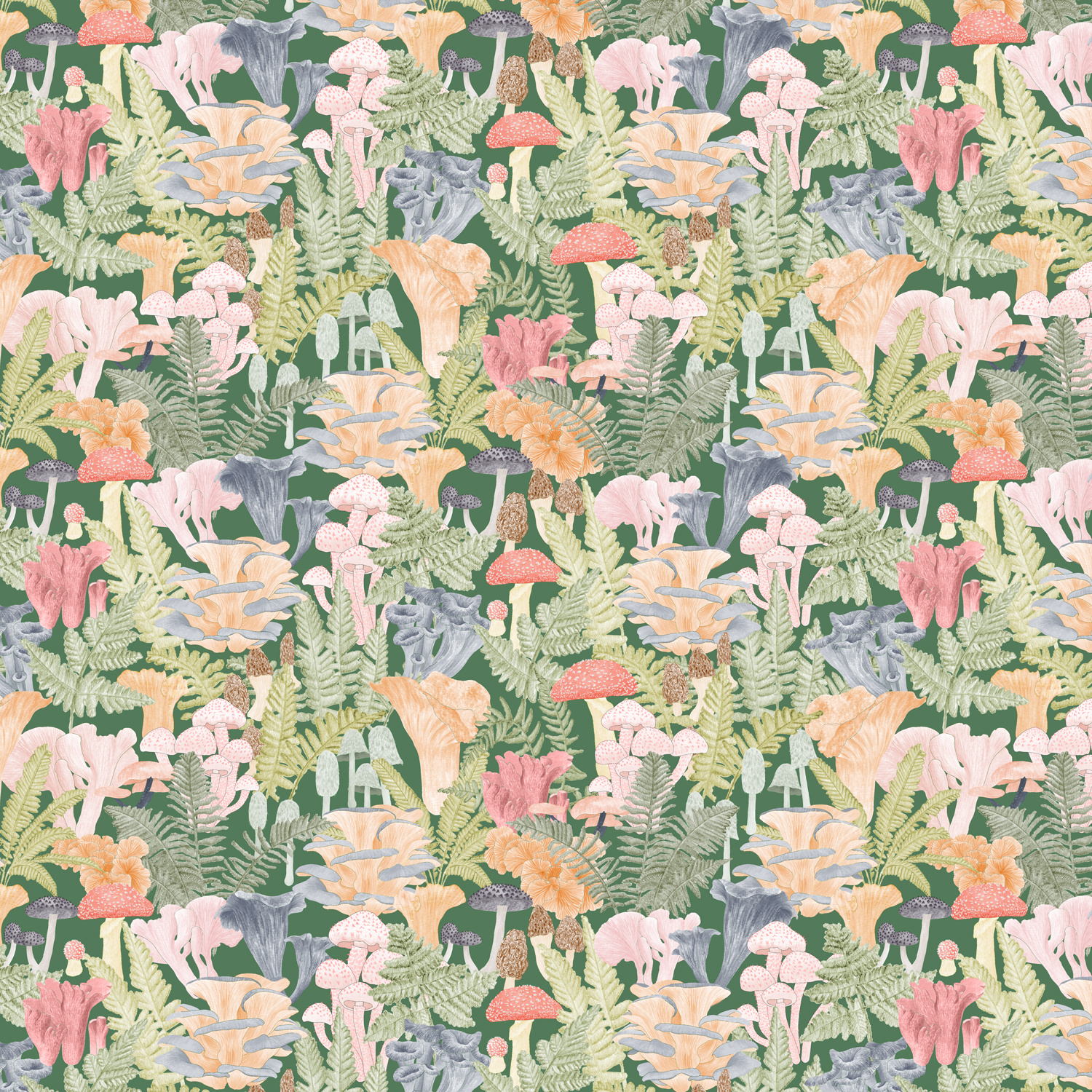 Mushroom and Ferns Pattern by Stacy Hsu on Dribbble