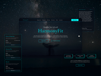 HarmonyFit | Landing Page | Dark Mode animation dark mode design fitness light mode sport ui ux webdesign website