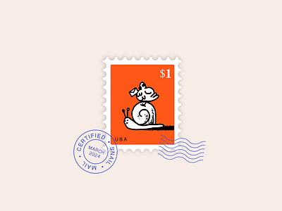 Postie Stamp illustration stamp