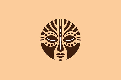 African Mask Logo (for sale) africa african branding education entertainment face flat for sale geometric illustration logo mascot mask media minimalsitic nigeria nigerian painting symmetric