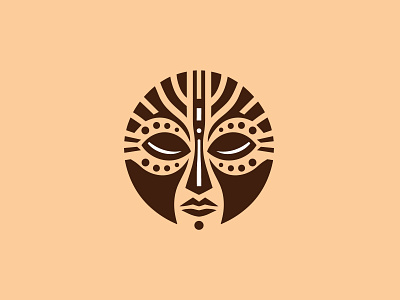 African Mask Logo (for sale) africa african branding education entertainment face flat for sale geometric illustration logo mascot mask media minimalsitic nigeria nigerian painting symmetric