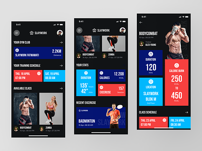 🏋🏼 Slaywork - Gym Companion app app design bold clean gym gym app strong training training app ui uiux workout workout app