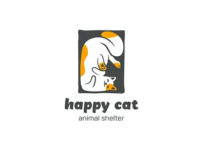 happy cat - animal shelter animal box cat graphic design happy illustration logo shelter