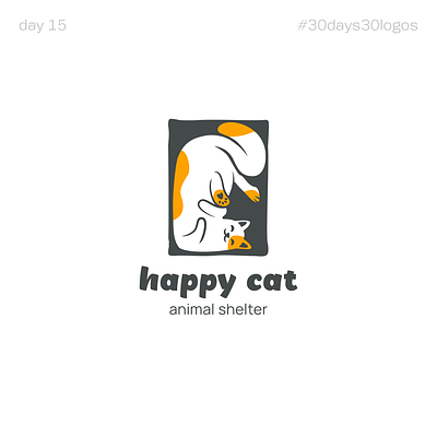 happy cat - animal shelter animal box cat graphic design happy illustration logo shelter