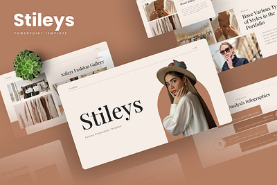 Stileys PowerPoint Template brown business cream fashion gsl key model modern ppt pptx presentation template stileys ui website