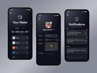 Money Manager - Profile & Setting account app balance ewallet face id fingerprint mobile mobile app money money manager notification notifications password pin profile setting settings ui uiux wallet