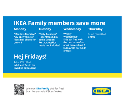 IKEA Family Table-topper and A4 a4 branding family graphic design ikea ikea family print restaurant save saveings table topper