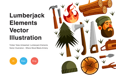 Lumberjack Elements Vector Illustration adventure asset branding element game graphic graphic design illustration logo lumberjack vector