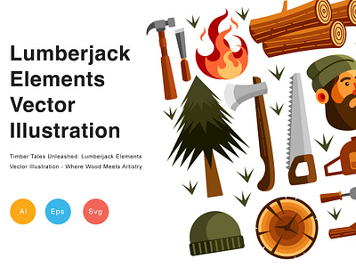 Lumberjack Elements Vector Illustration adventure asset branding element game graphic graphic design illustration logo lumberjack vector