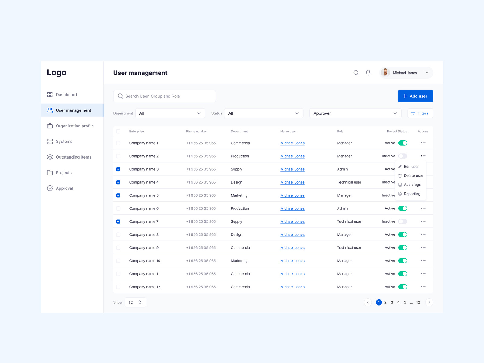 Clean and Functional User Management Dashboard - Table View Desi by ...