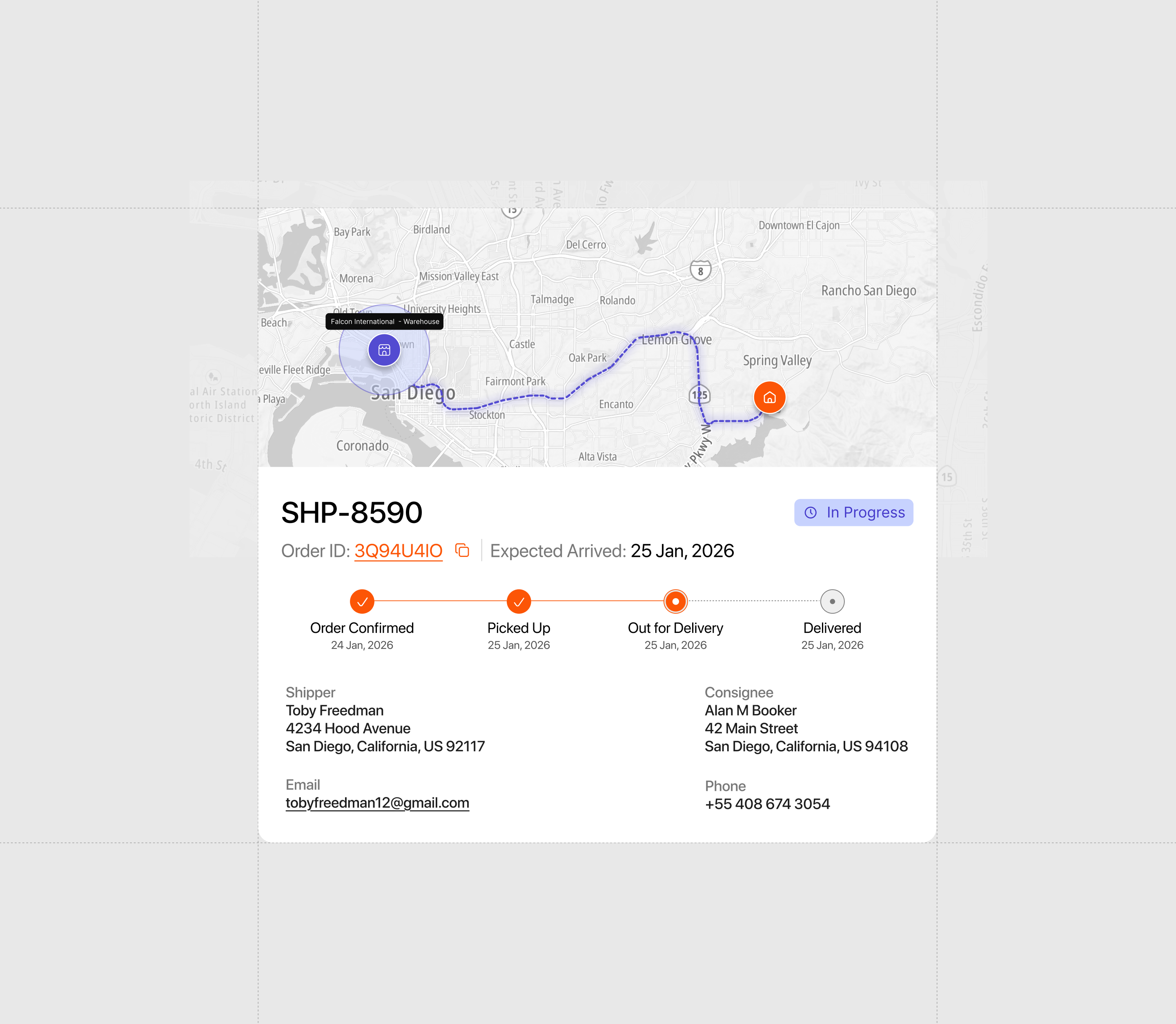 shipping tracking / light theme. figma ui user interface ux