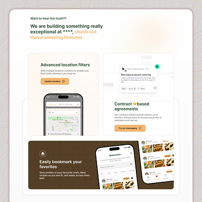 Landing page - Feature cards bento cards contracts landing page light mode location mobile design
