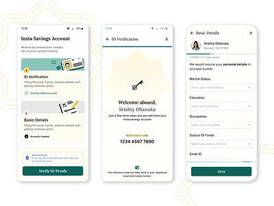 Account Creation 2 step verification account account creation bank bank account basic details branding form icons id verification illustartions reference code savings account stepper success state ui ux