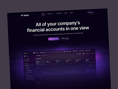 Finance Landing Page UI account balance budget business cash dark ui design finance finance management financial fintech landing page landing page ui money ofspace product safety and security saving money website