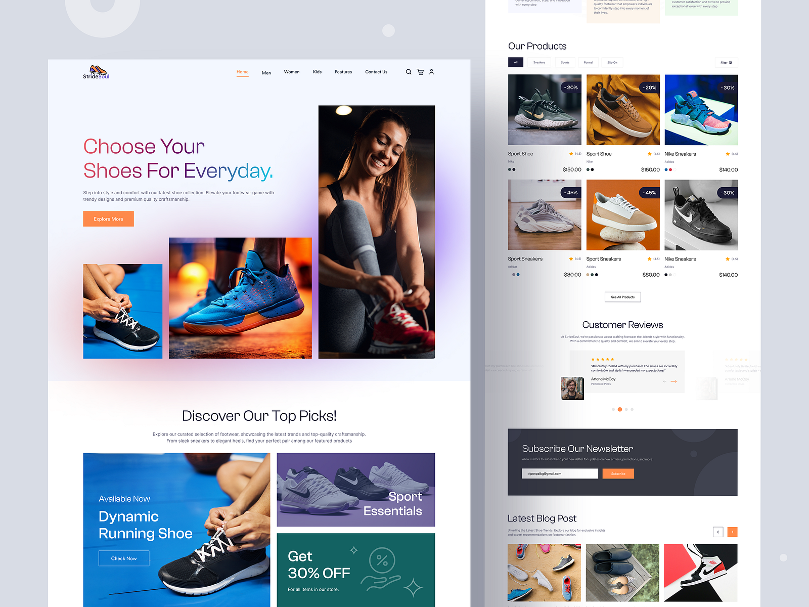 Stride Soul - Footwear Ecommerce Website Landing Page Design. by Ripon ...