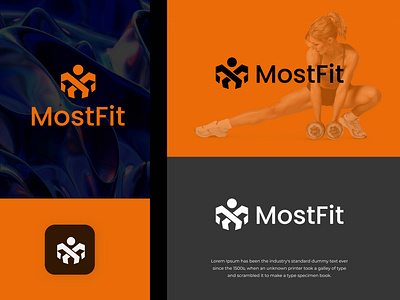 Mostfit gym logo . M letter minimalist gym logo. bodybulding excercise fitness graphic design gym health logo design m letter logo manpower meditation mostfit sport workout yoga